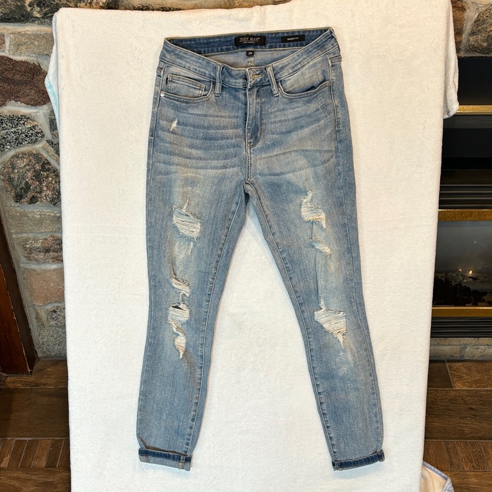 Judy Blue Classic Distressed Skinny Jeans High Rise